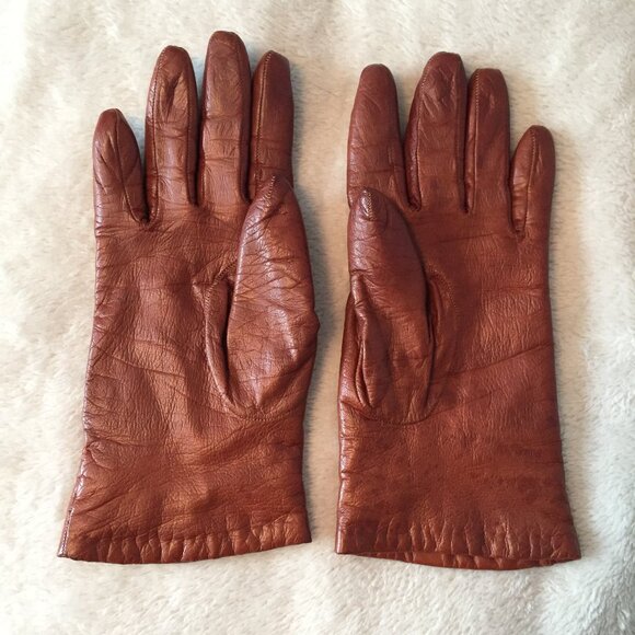 Brown leather gloves sz 6 - Picture 3 of 10
